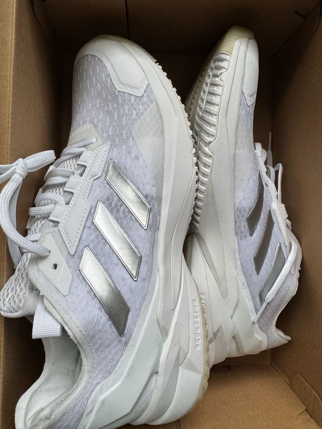 Adidas Women's Crazyflight Volleyball Shoes - Cloud White / Silver Metallic Size 11 1/2 19
