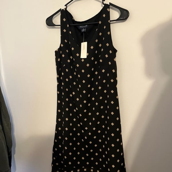 Ann Taylor Factory Store Black Diamond Print Sleeveless Shift Dress NWT