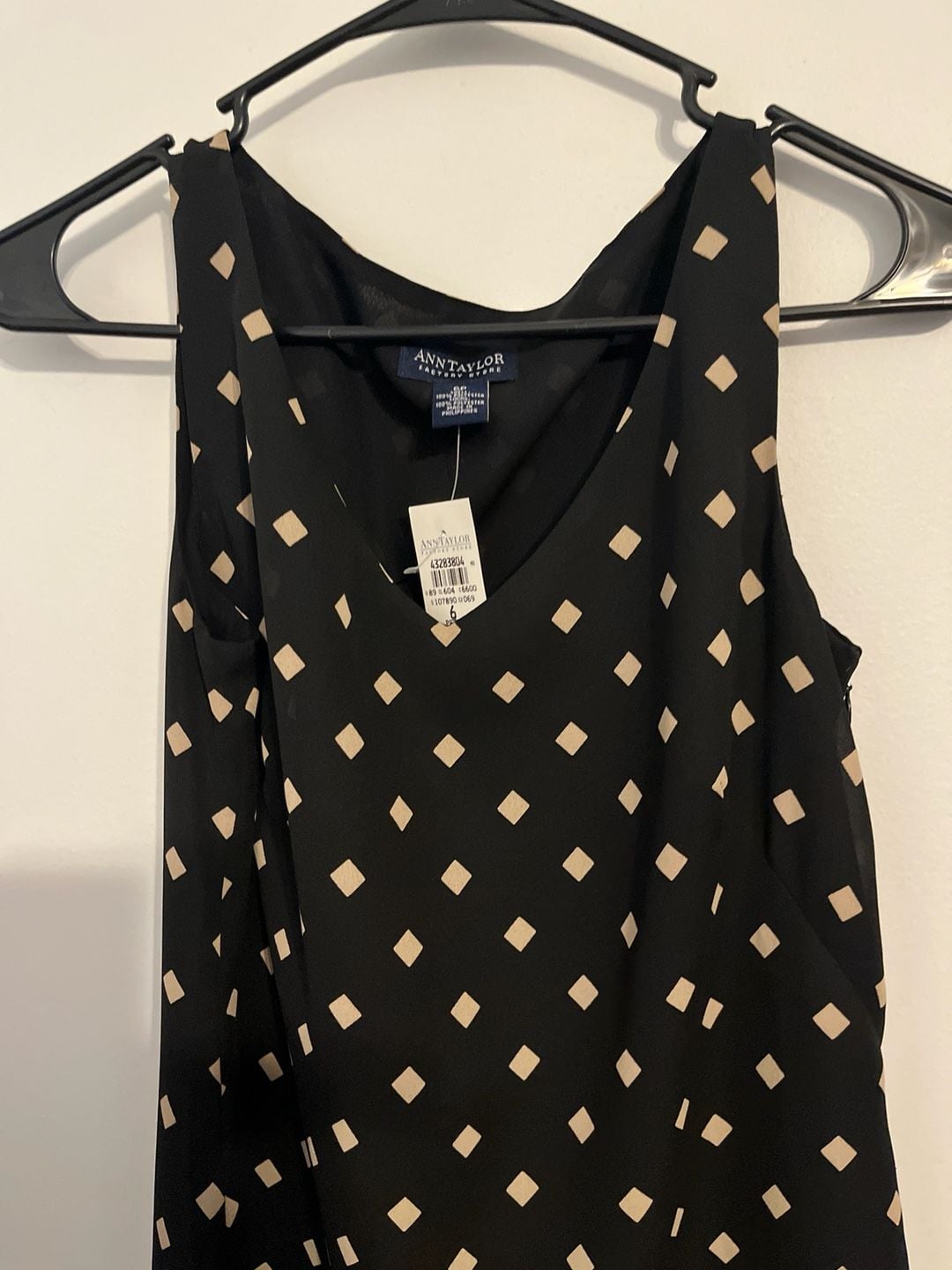Ann Taylor Factory Store Black Diamond Print Sleeveless Shift Dress NWT 5
