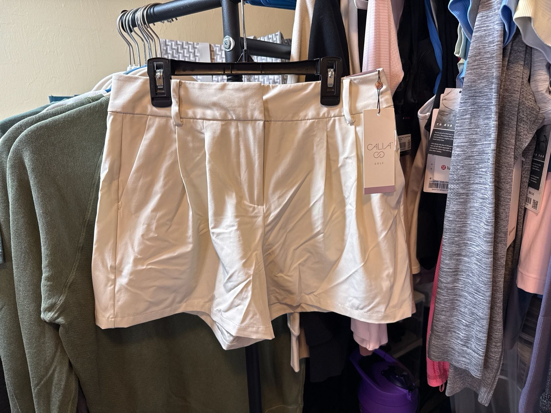 CALIA Women's High-Rise 4" Inseam Traditional Golf Shorts Light Sand Size 4 2