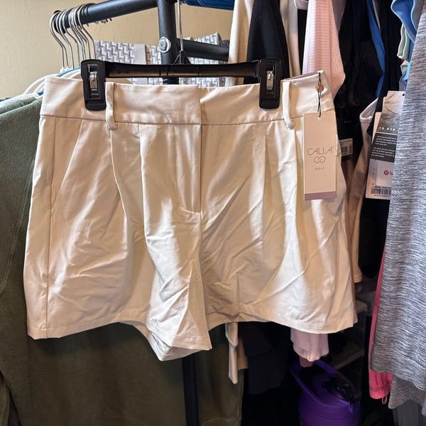 CALIA Women's High-Rise 4" Inseam Traditional Golf Shorts Light Sand Size 4