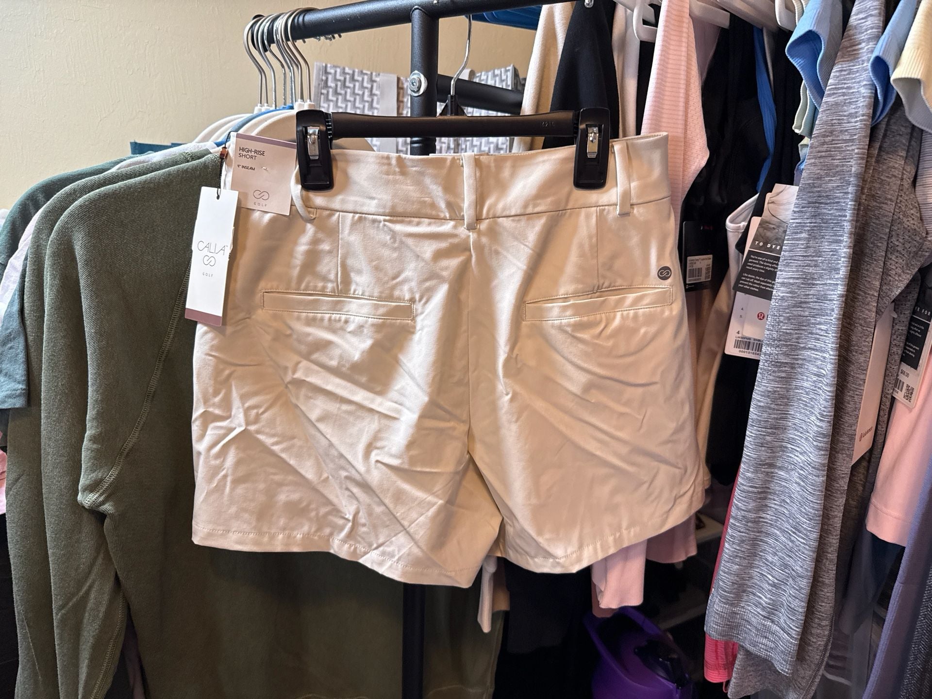 CALIA Women's High-Rise 4" Inseam Traditional Golf Shorts Light Sand Size 4 3
