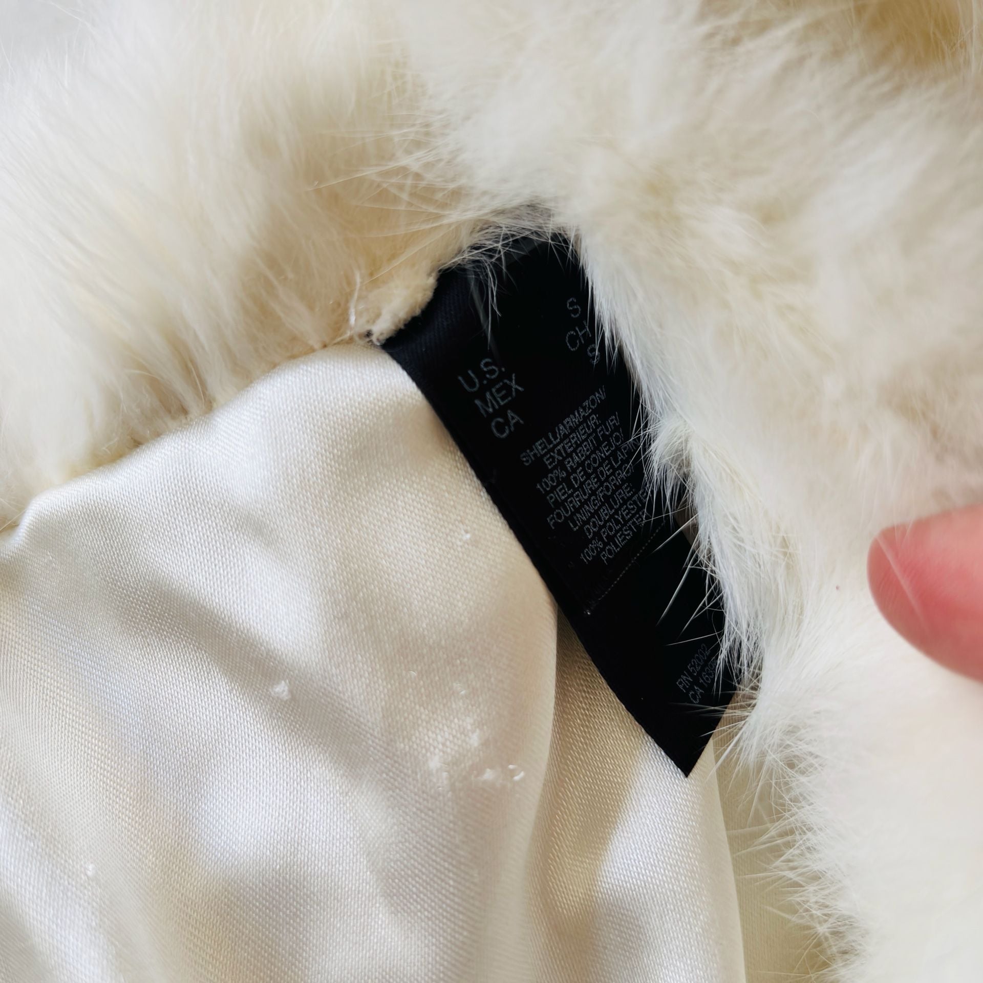 Vintage 100% Real Rabbit Fur Off-White Cropped Bolero Shrug with Satin Tie 7