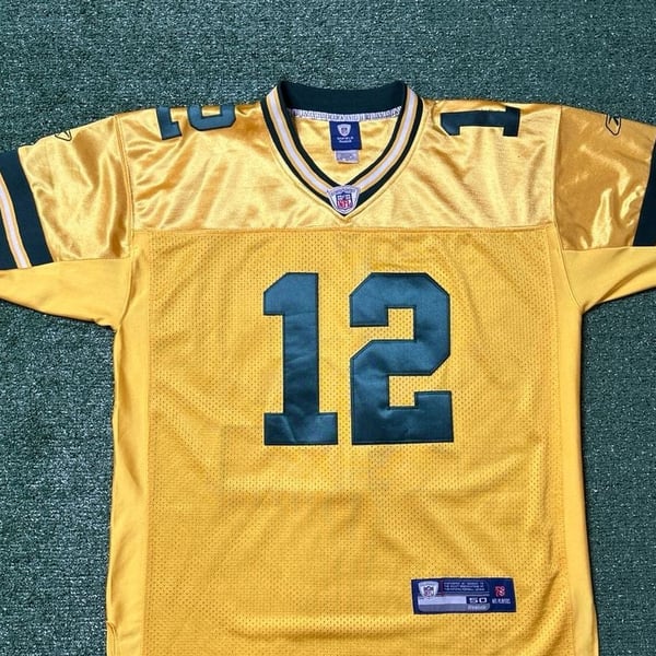 Aaron Rodgers Green Bay Packers #12 Reebok Gold Football Jersey Size 50 Yellow
