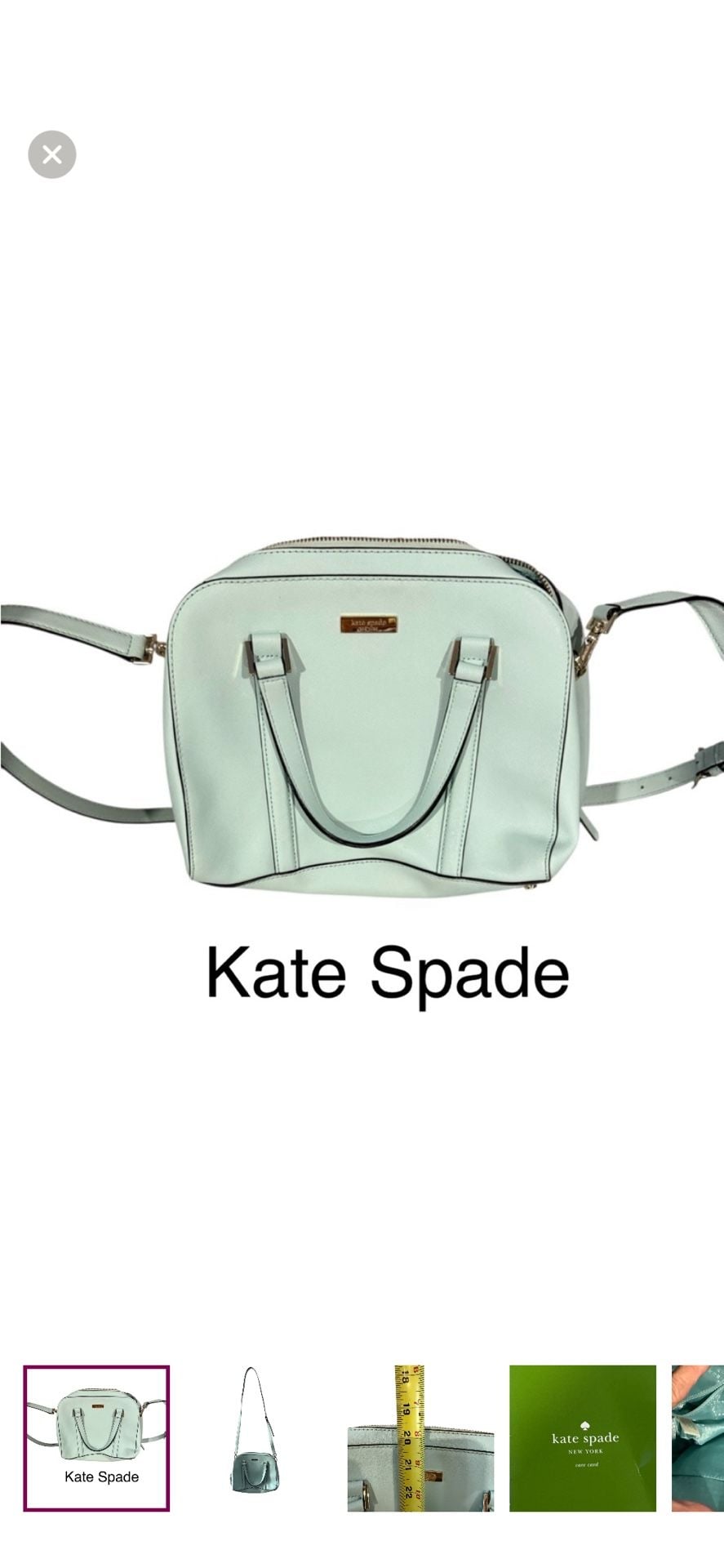 Kate Spade Small Riverside Felix Robins Egg Blue Leather Cross Body Bag. 2