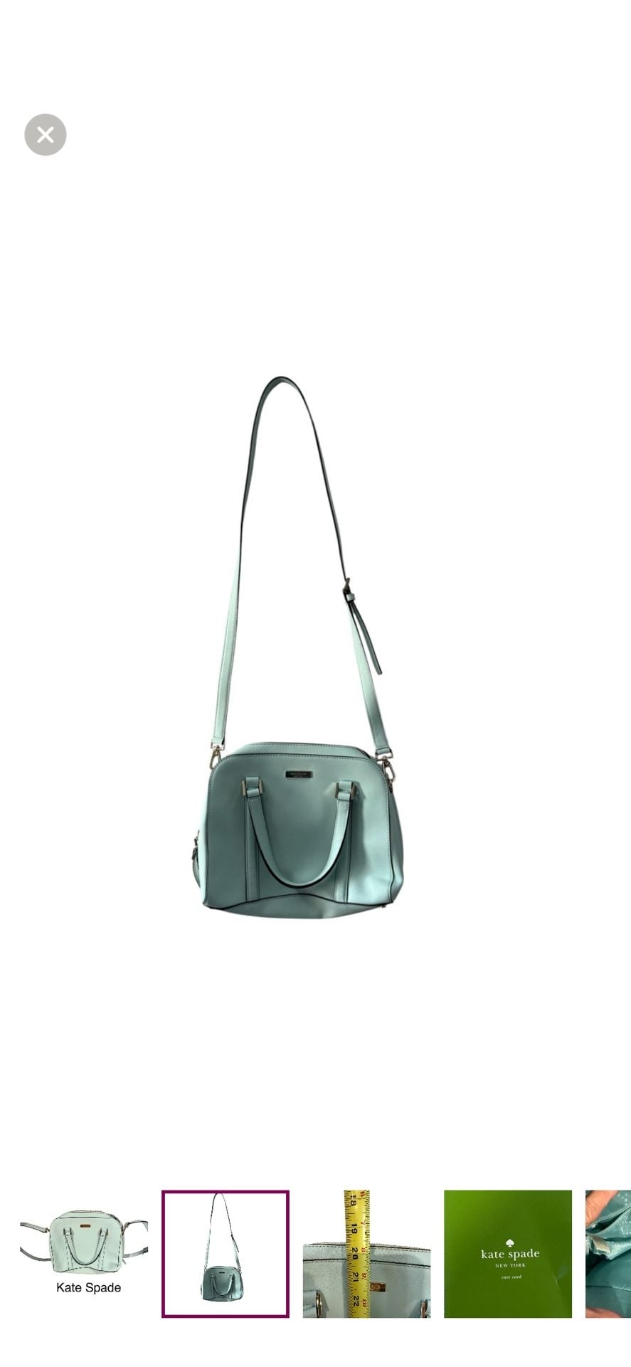 Kate Spade Small Riverside Felix Robins Egg Blue Leather Cross Body Bag. 3