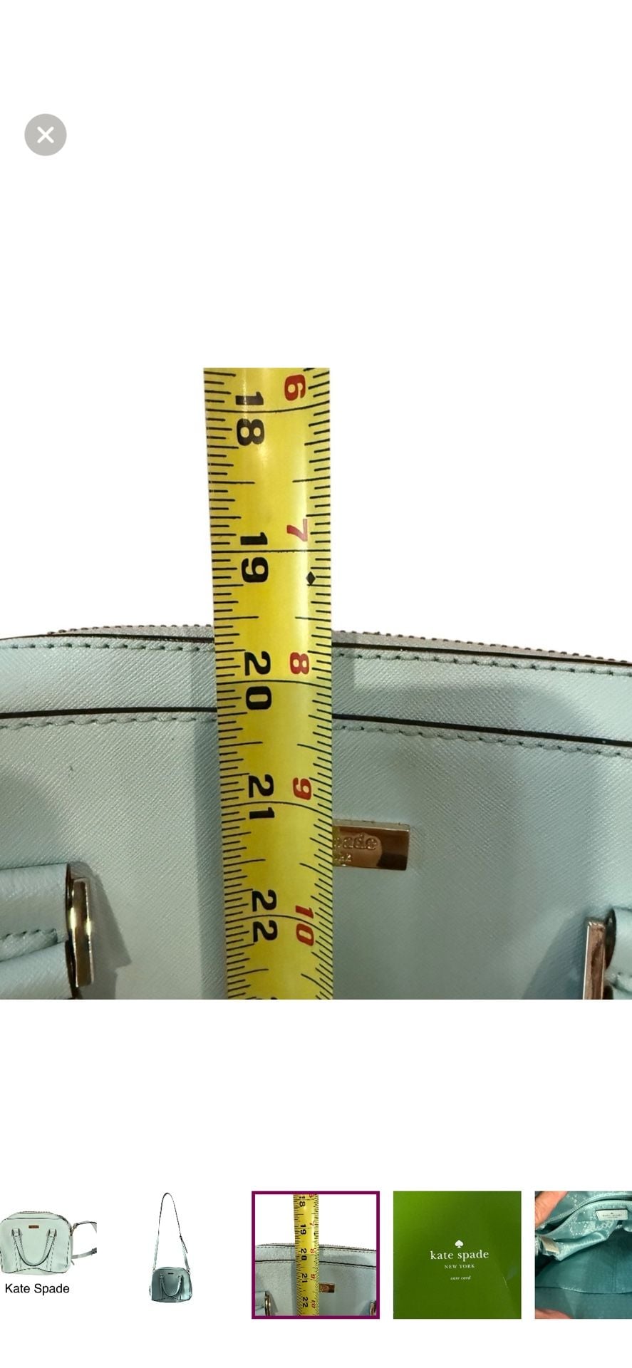 Kate Spade Small Riverside Felix Robins Egg Blue Leather Cross Body Bag. 4