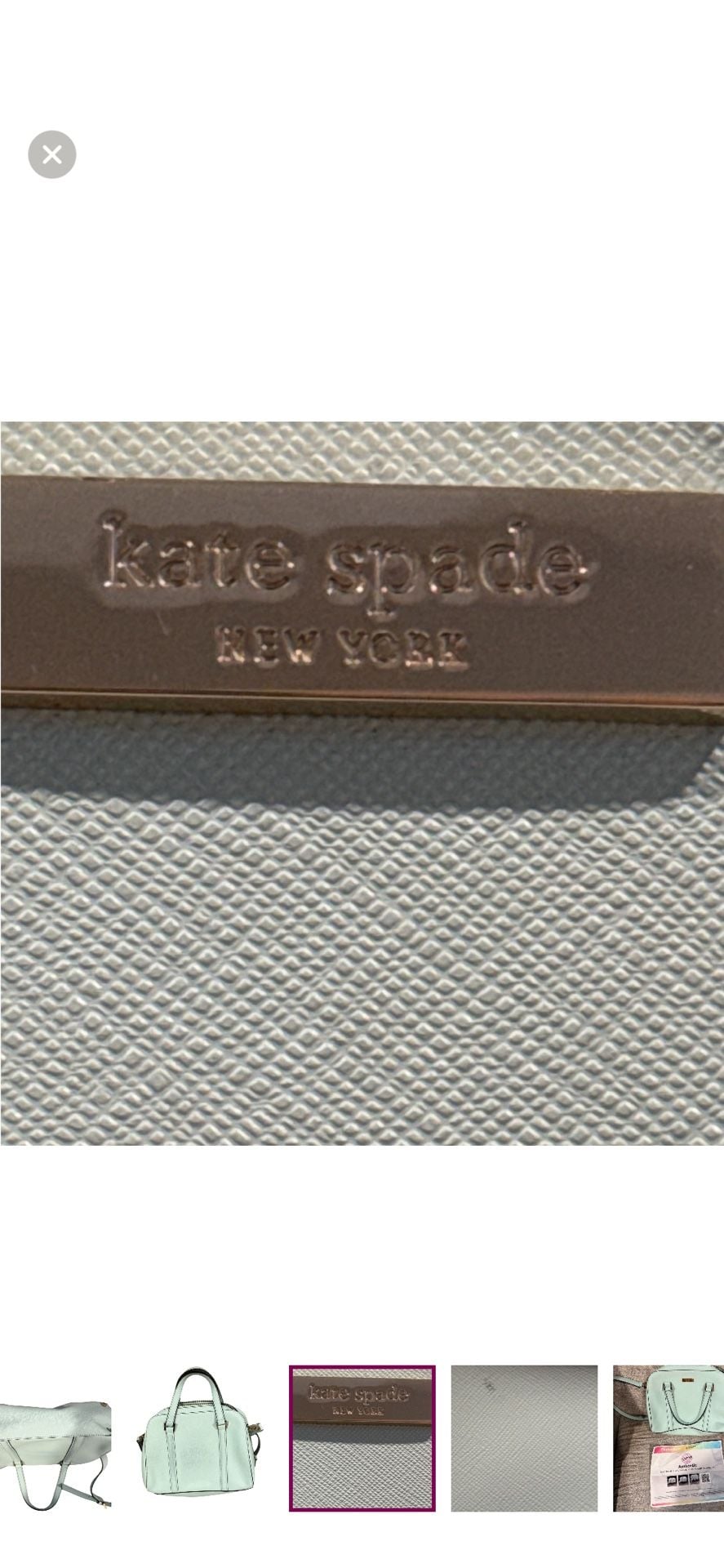Kate Spade Small Riverside Felix Robins Egg Blue Leather Cross Body Bag. 11