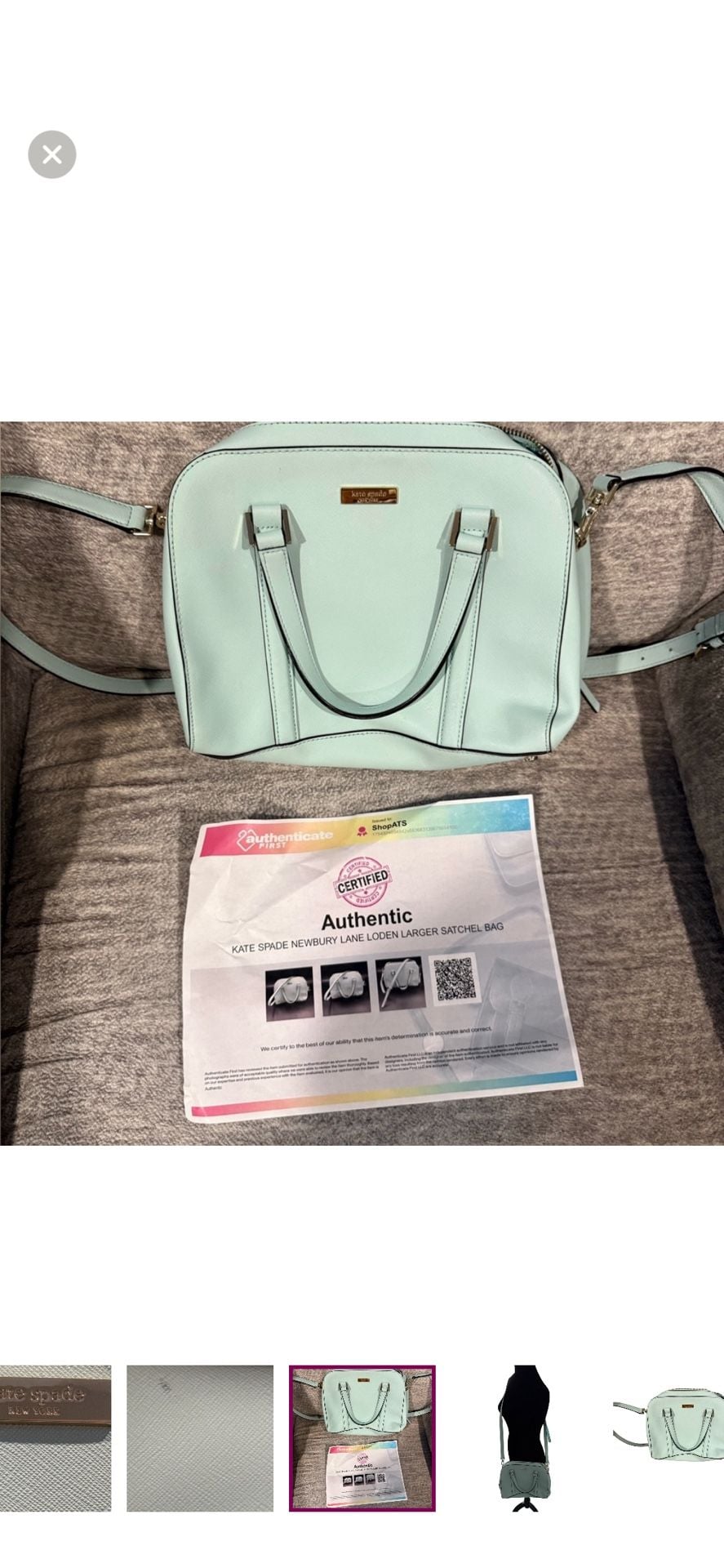 Kate Spade Small Riverside Felix Robins Egg Blue Leather Cross Body Bag. 13