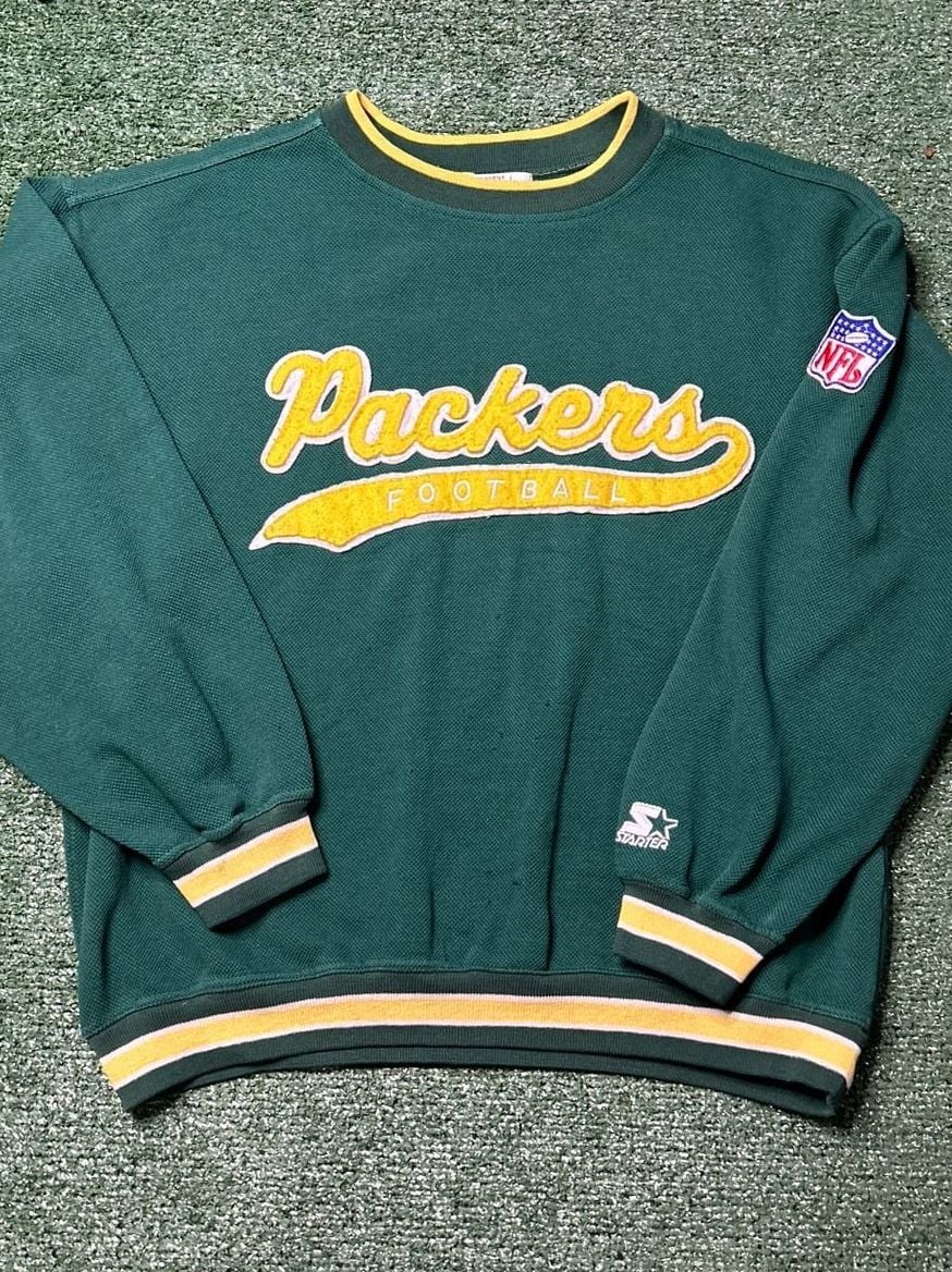 Vintage Starter Pro Line Green Bay Packers Script Tailsweep Knit Sweater Large 2