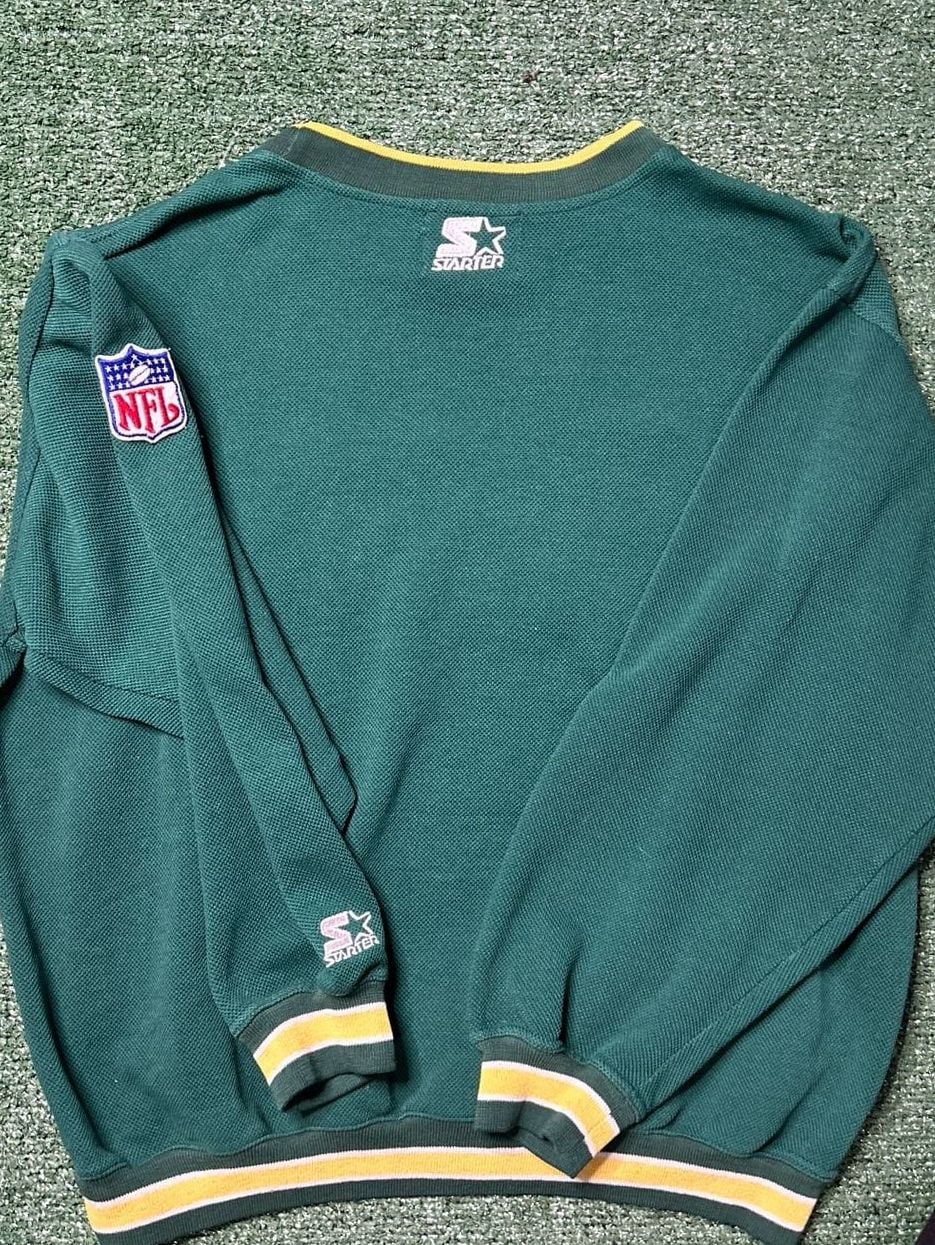 Vintage Starter Pro Line Green Bay Packers Script Tailsweep Knit Sweater Large 7