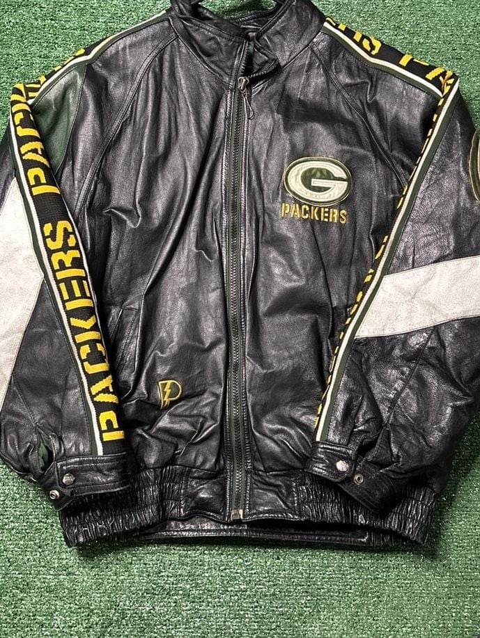 Pro Player Green Bay Packers Black Leather Jacket Size XL 2