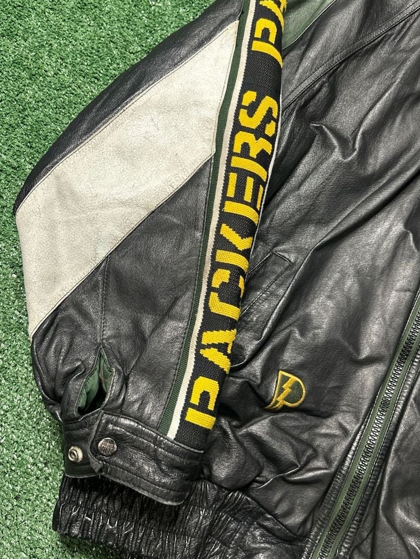 Pro Player Green Bay Packers Black Leather Jacket Size XL 3