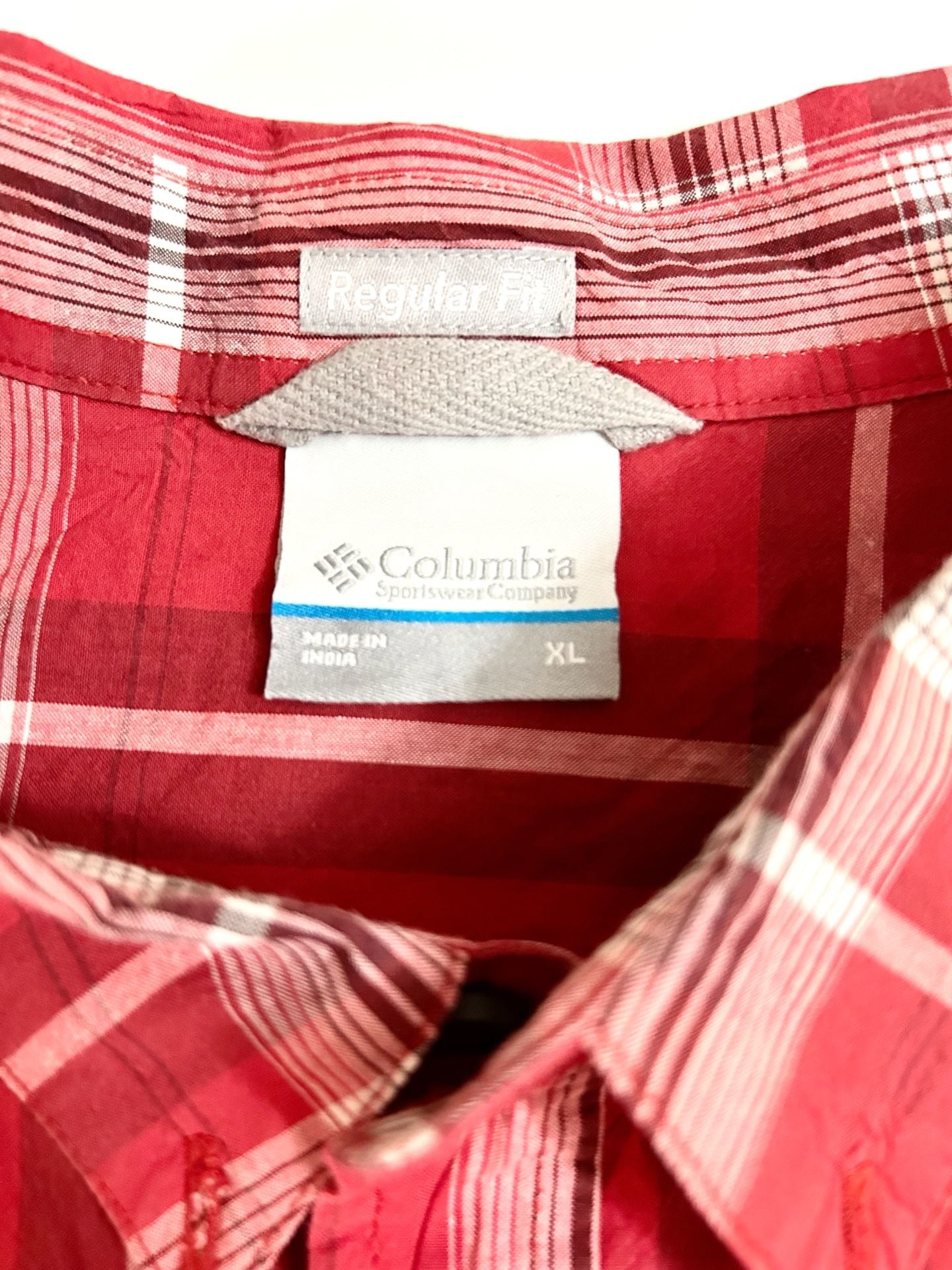 Columbia Men's Regular Fit Short Sleeve Red Plaid Button Down Shirt Size XL 4