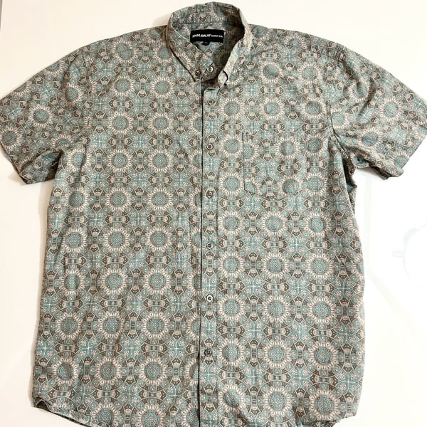 MOLOKAI SURF CO Men's Brown BOHO Print Short Sleeve Shirt Size Medium NWT