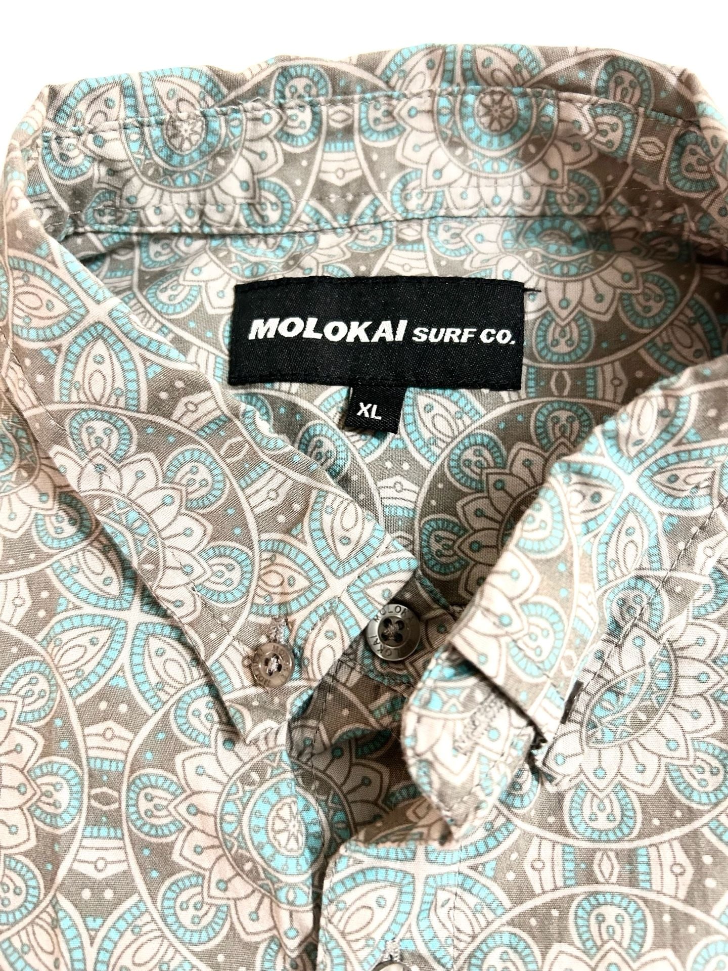MOLOKAI SURF CO Men's Brown BOHO Print Short Sleeve Shirt Size Medium NWT 7