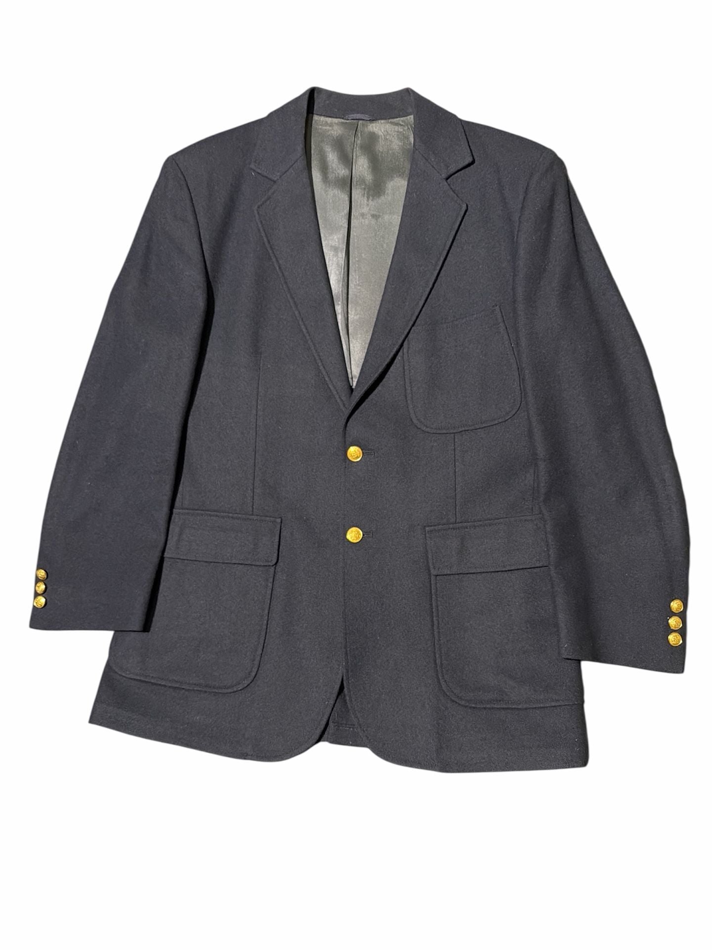 Vtg Sawyer's Campus Shops Men’s Wool Sport Blazer 40R 2 Golden Button Navy Blue 1
