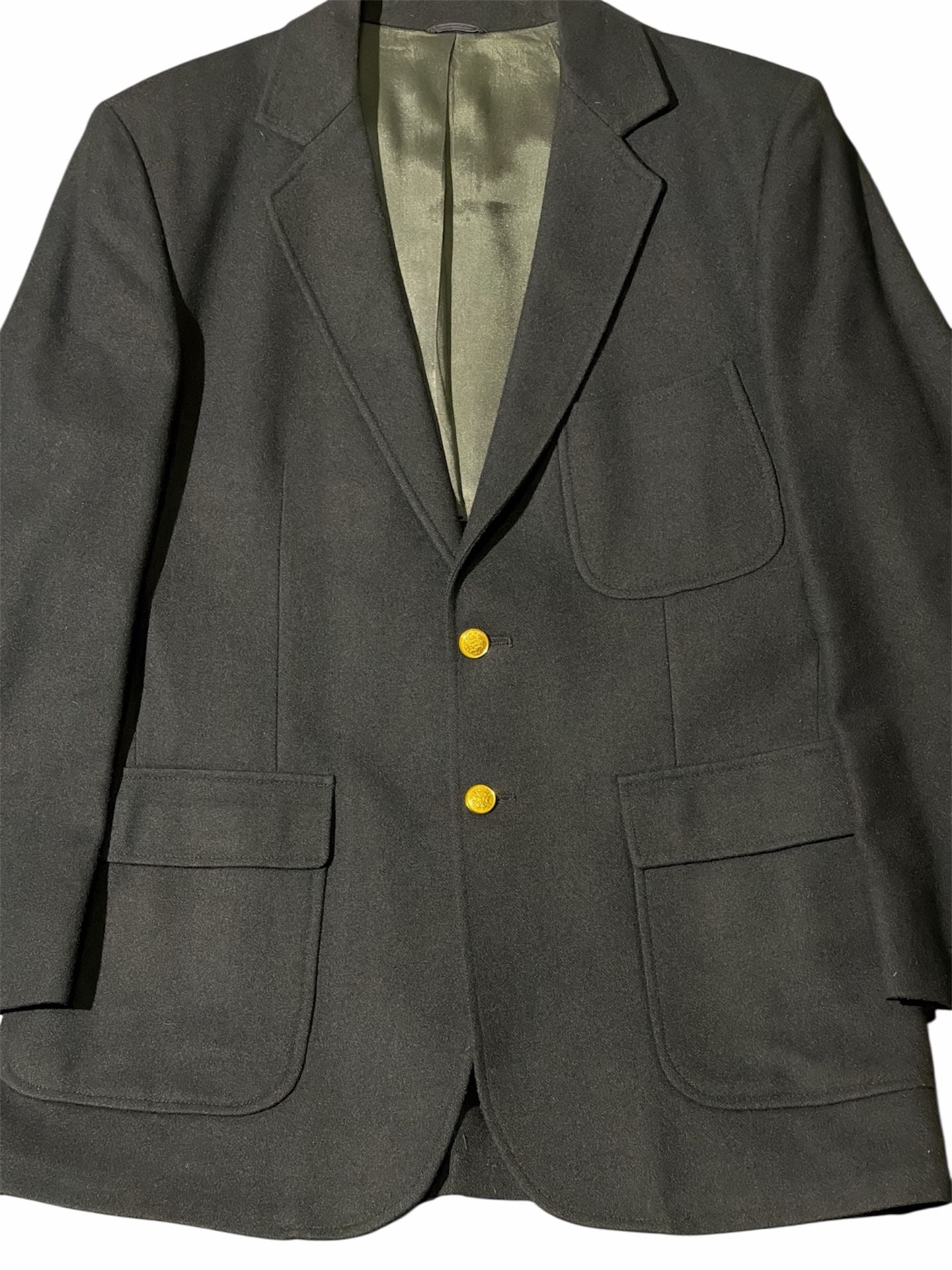 Vtg Sawyer's Campus Shops Men’s Wool Sport Blazer 40R 2 Golden Button Navy Blue 2