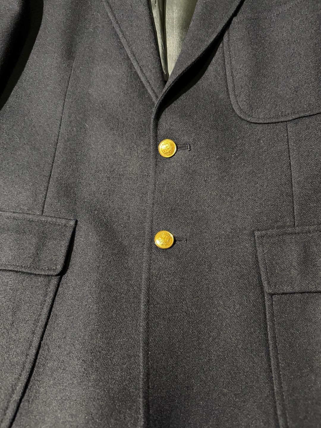 Vtg Sawyer's Campus Shops Men’s Wool Sport Blazer 40R 2 Golden Button Navy Blue 4