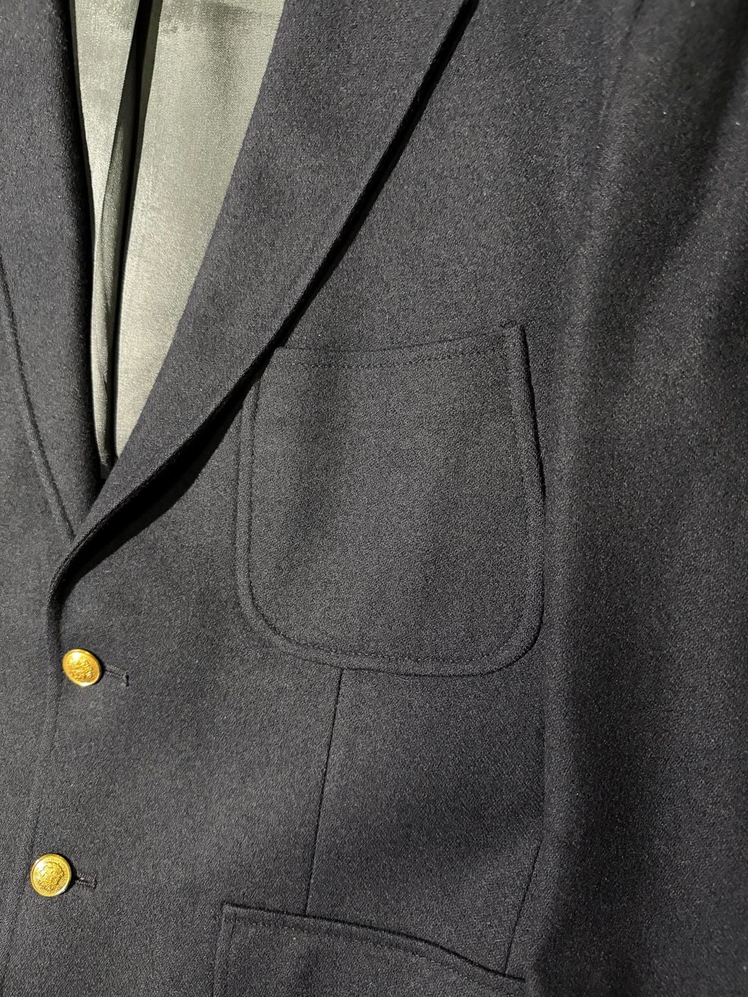 Vtg Sawyer's Campus Shops Men’s Wool Sport Blazer 40R 2 Golden Button Navy Blue 6