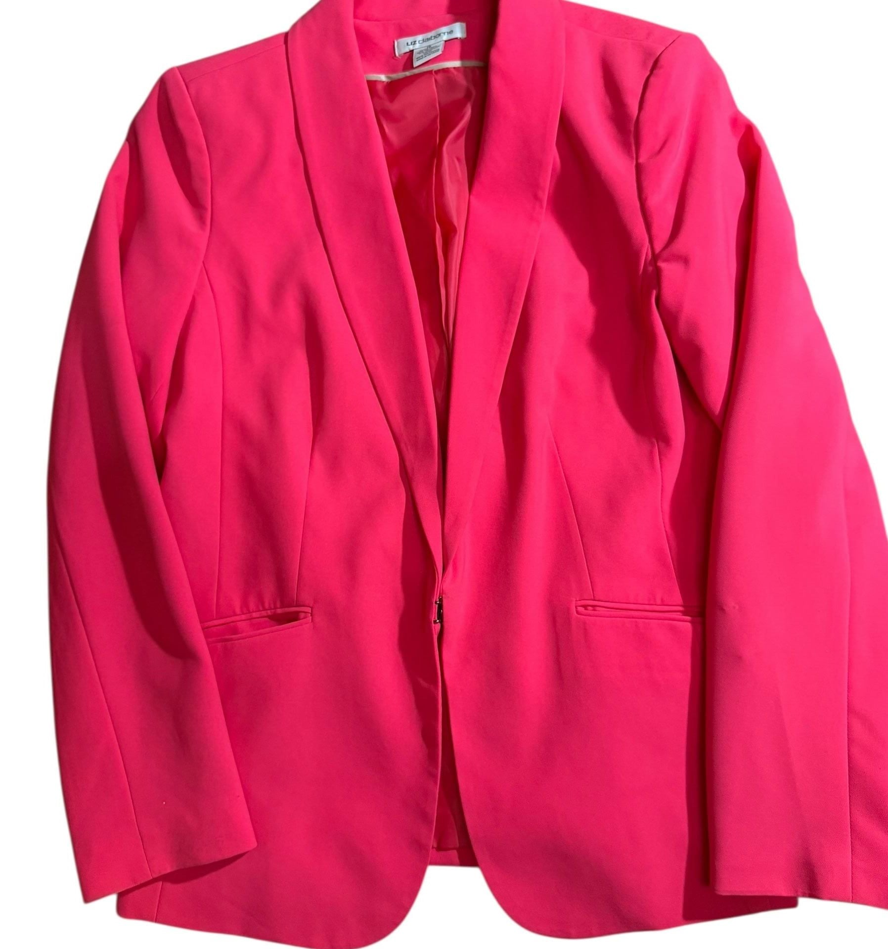 Liz Claiborne Women’s Pink Open Front Blazer Jacket Size 12 Career 2