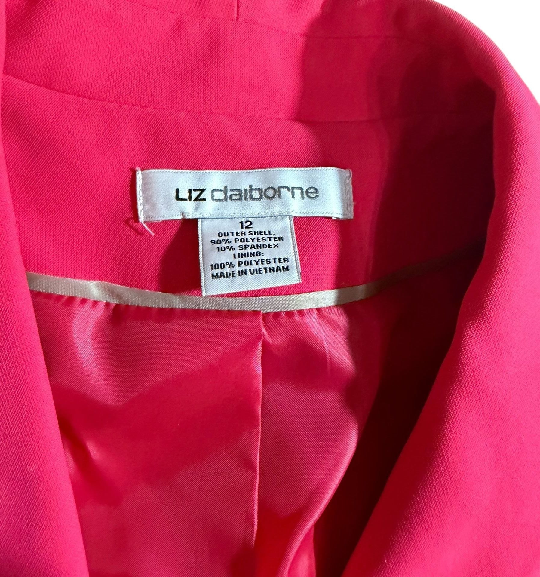 Liz Claiborne Women’s Pink Open Front Blazer Jacket Size 12 Career 4