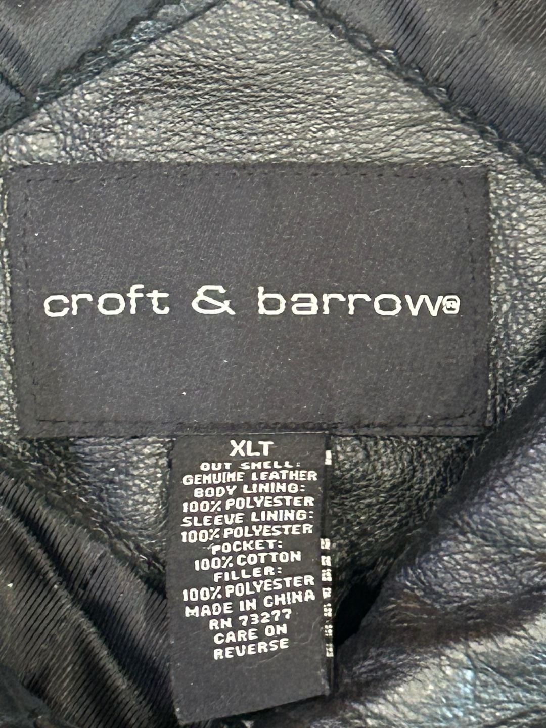 Croft & Barrow Men's Black Genuine Leather Bomber Jacket Size XLT 3