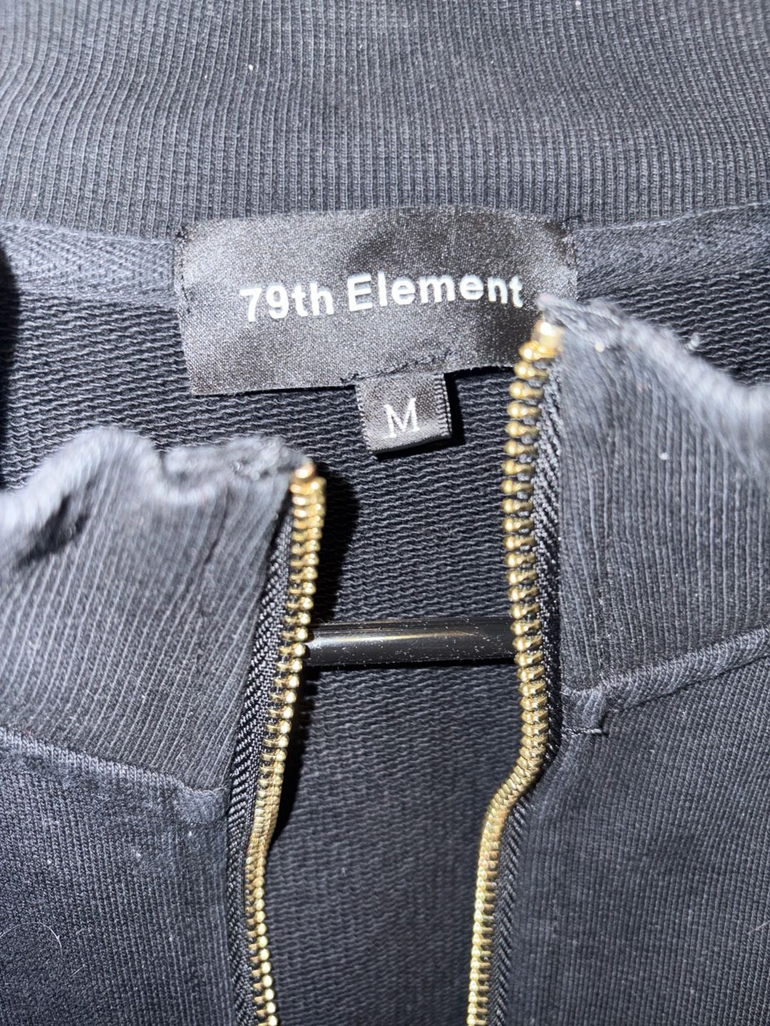 79th Element Men's Black Tracksuit Set Gold Bar Patch Zip Jacket and Shorts 5