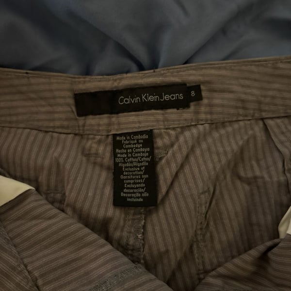 Calvin Klein Jeans Women's Gray Pinstriped Flat Front Shorts Size 8