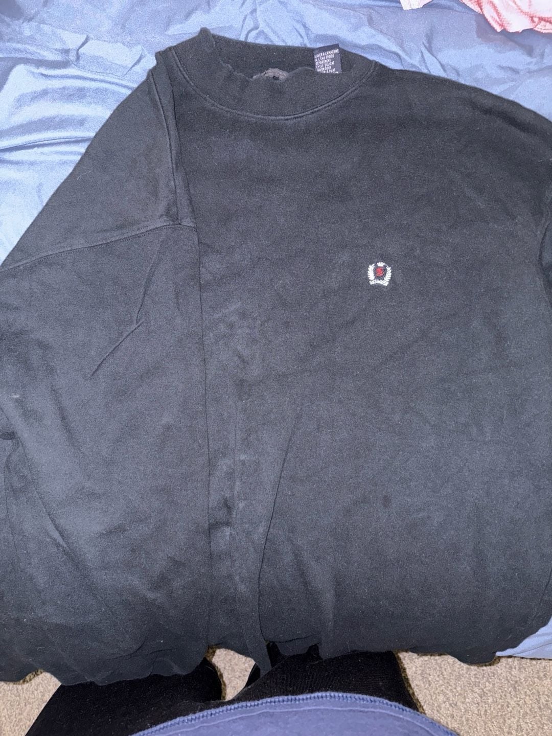 Vintage Siegfried 100% Cotton Black Long Sleeve Crewneck Pullover with Chest Crest Logo 4