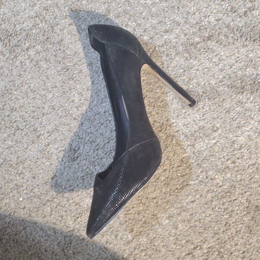 ASOS Black Snake Embossed Pointed Toe High Heel Pumps 2