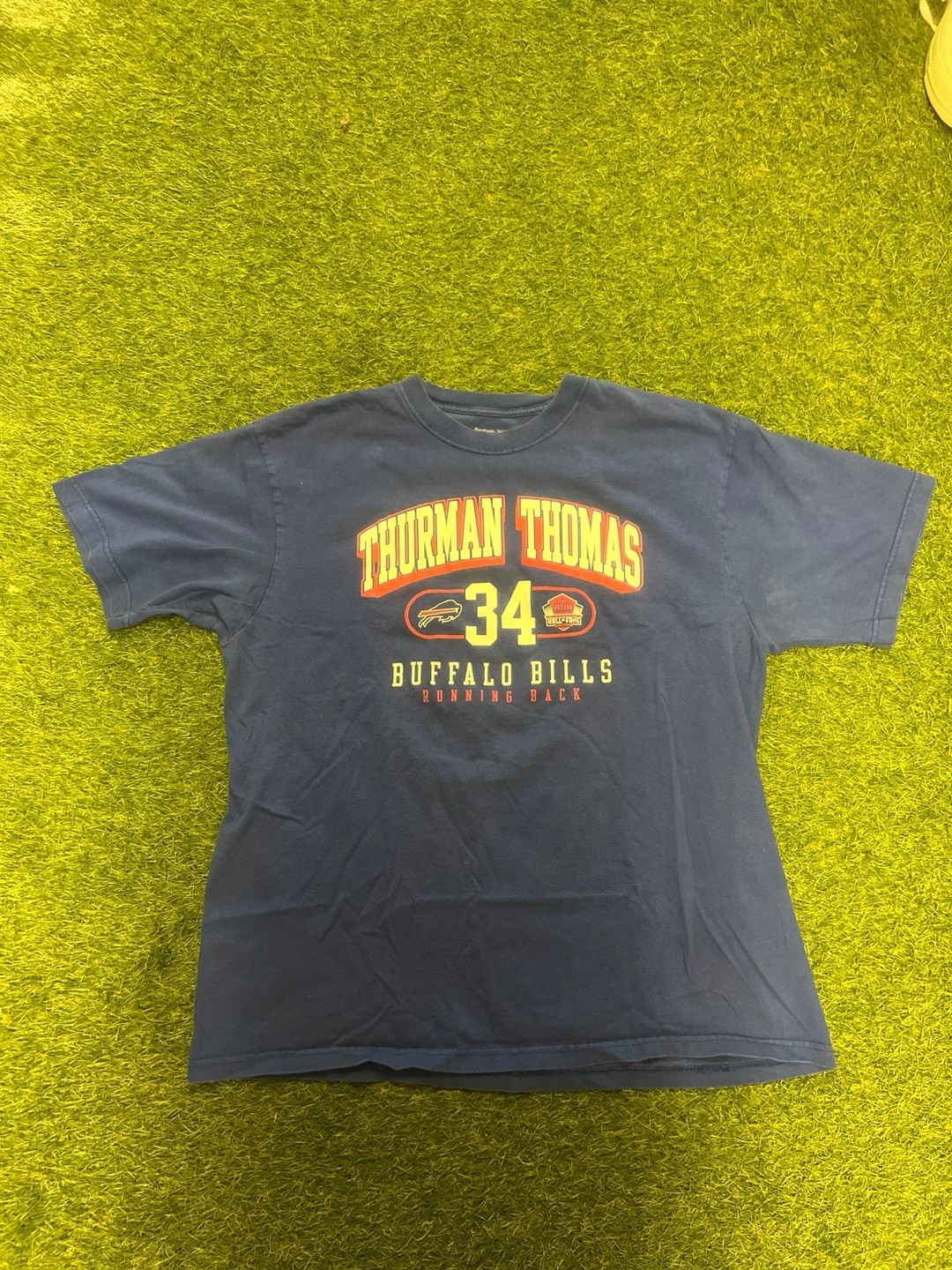 Vintage Buffalo Bills Thurman Thomas #34 Hall of Fame Highlights T-Shirt 2