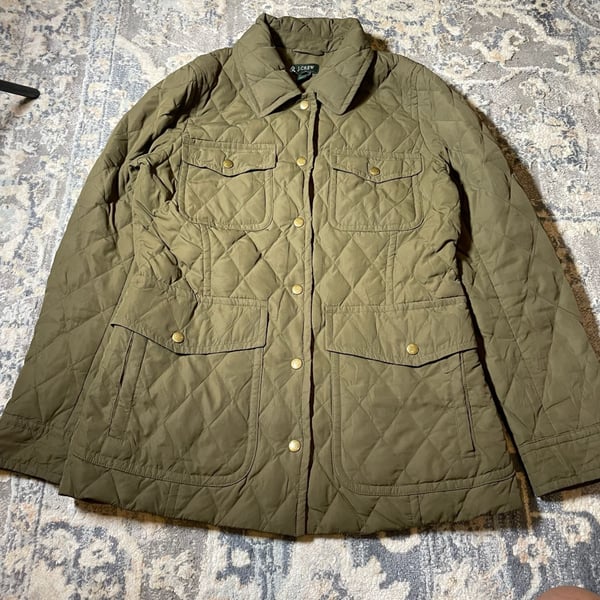 J.Crew Women's Olive Green Quilted Down-Filled Field Jacket
