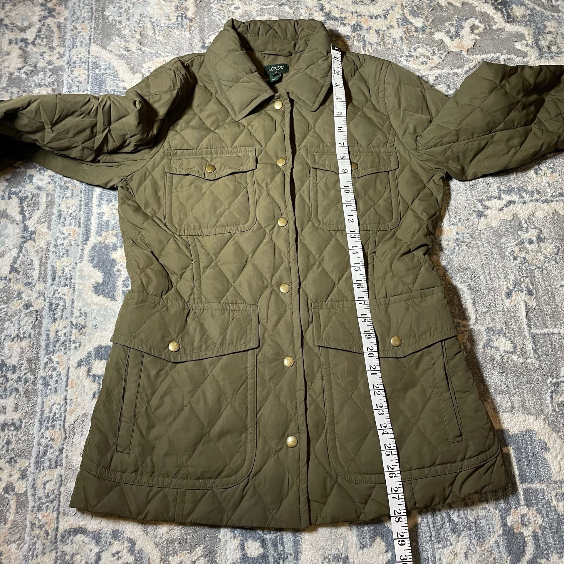 J.Crew Women's Olive Green Quilted Down-Filled Field Jacket 6