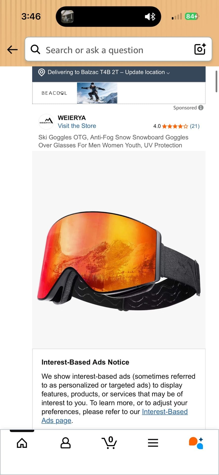 WEIRA Ski Goggles OTG Anti-Fog Snow Snowboard Goggles Over Glasses UV Protection 2