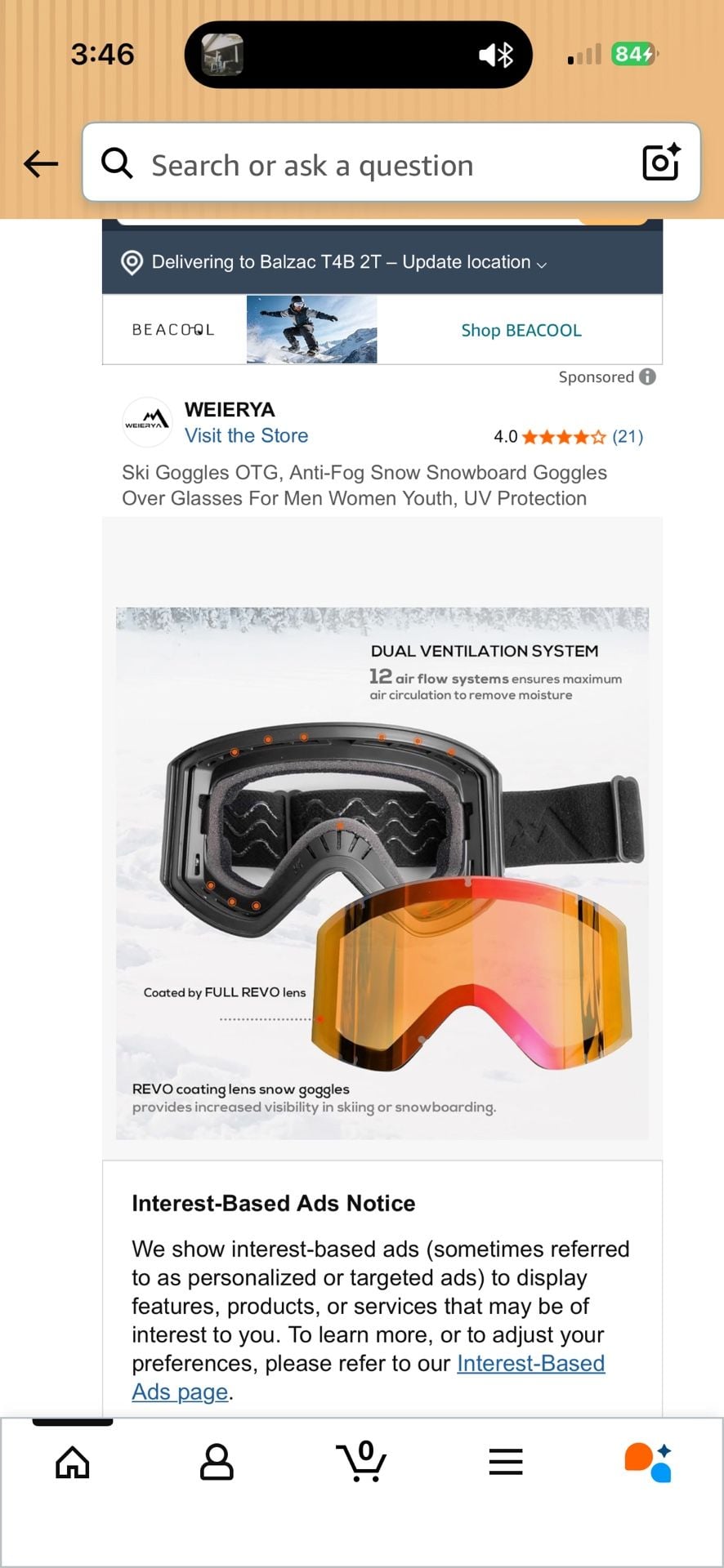 WEIRA Ski Goggles OTG Anti-Fog Snow Snowboard Goggles Over Glasses UV Protection 4