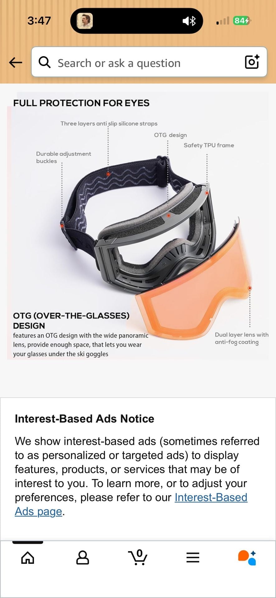 WEIRA Ski Goggles OTG Anti-Fog Snow Snowboard Goggles Over Glasses UV Protection 5