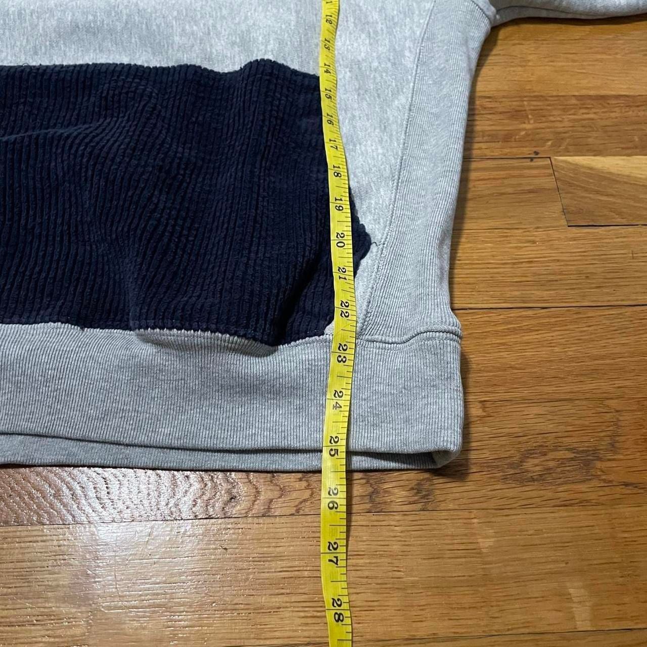 Mens Champion Grey Hoodie with Navy Corduroy Hood and Pocket 6
