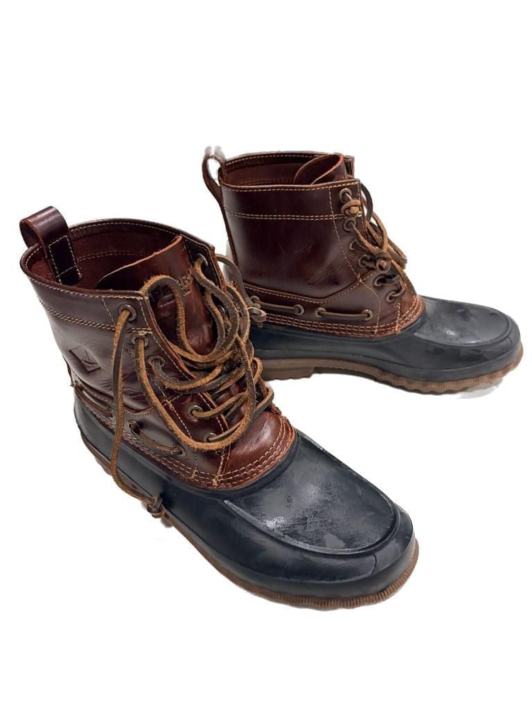 Sperry Waterproof Leather Duck Boots Hunting Boots Dark Brown Mens Size 7.5 2