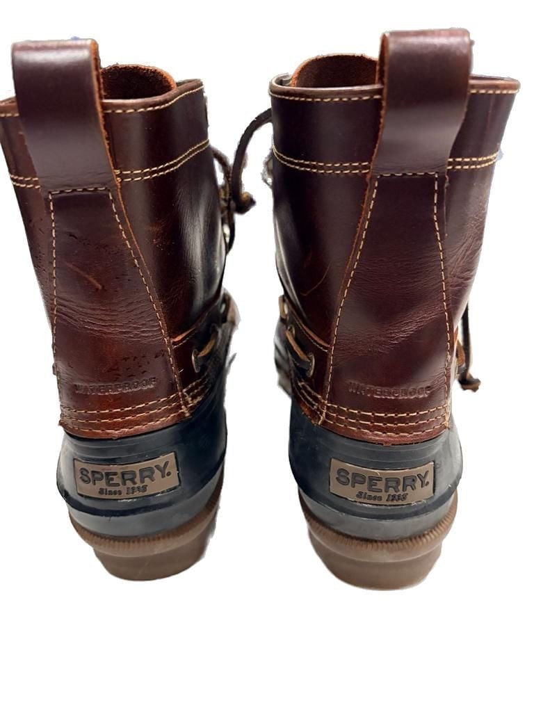Sperry Waterproof Leather Duck Boots Hunting Boots Dark Brown Mens Size 7.5 5