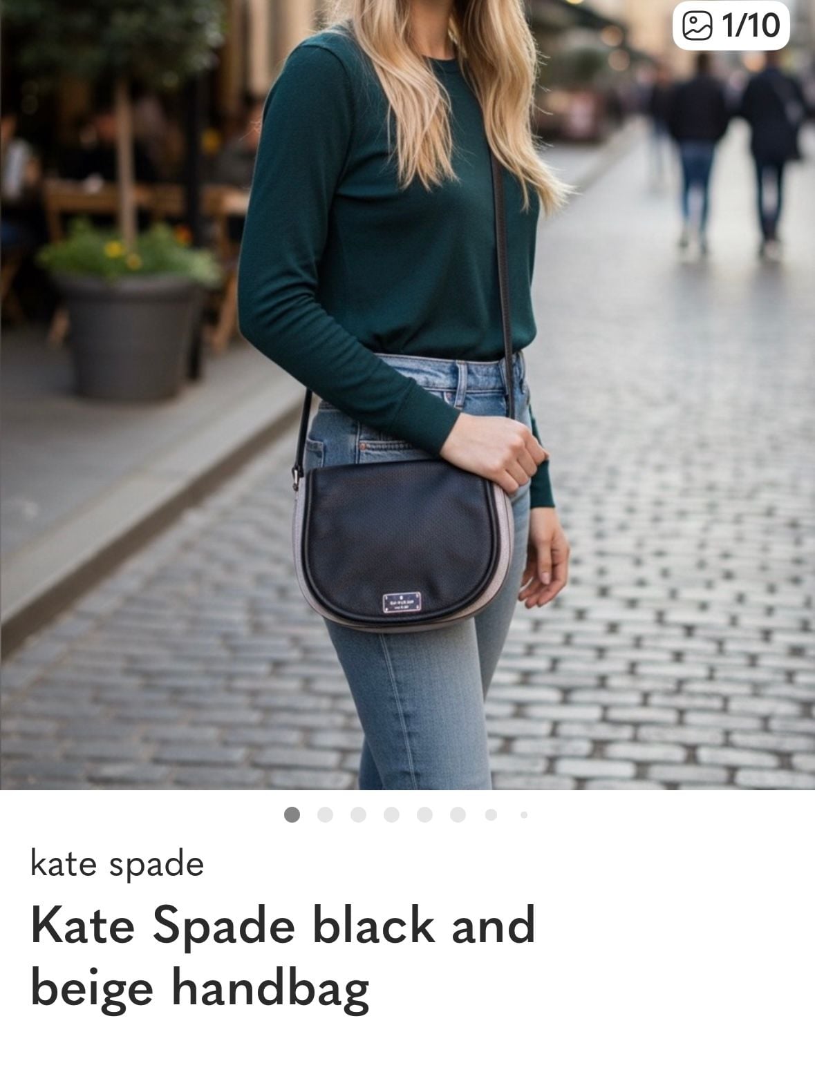 Kate Spade Oliver Street Lilly Pebbled Leather Saddle Crossbody Bag Black and Gray 2