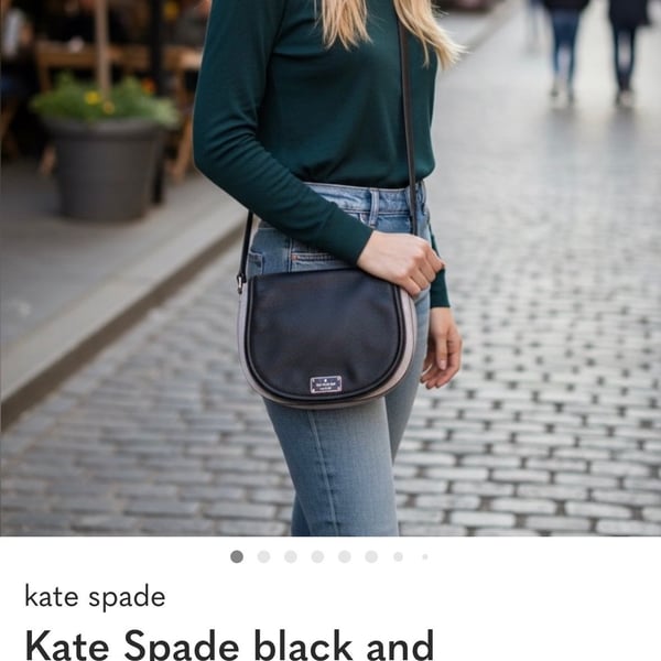 Kate Spade Oliver Street Lilly Pebbled Leather Saddle Crossbody Bag Black and Gray