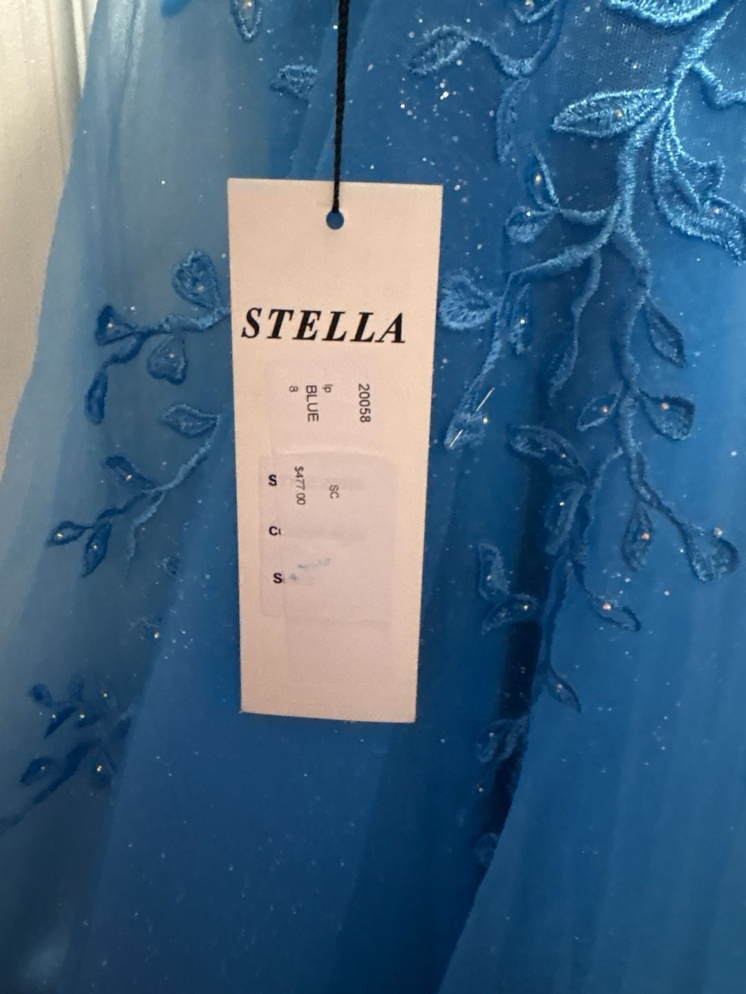 Stella Couture Blue Glitter Prom Dress Lace 6