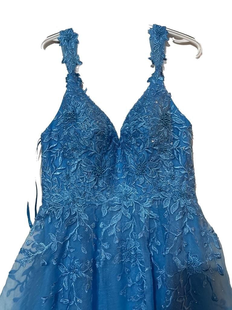 Stella Couture Blue Glitter Prom Dress Lace 3