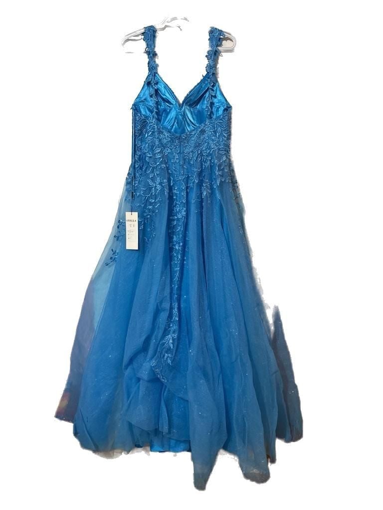 Stella Couture Blue Glitter Prom Dress Lace 5