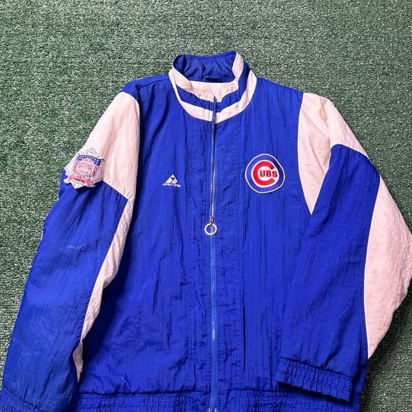 Vintage Apex One Chicago Cubs Jacket Coat Blue Size Large 90s MLB Baseball