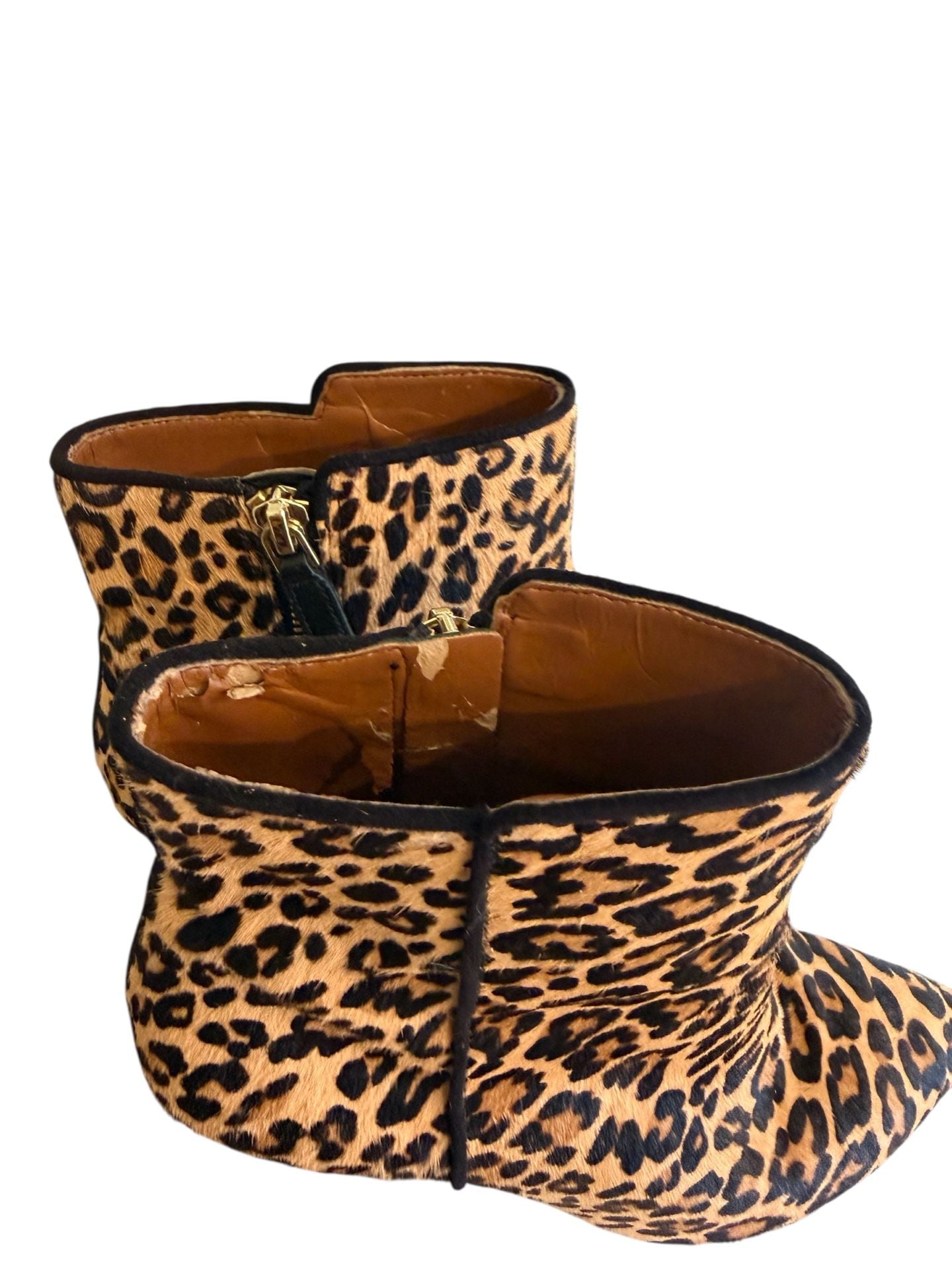 Nine West Leopard Print Calf Hair Pointed Toe Ankle Booties 4