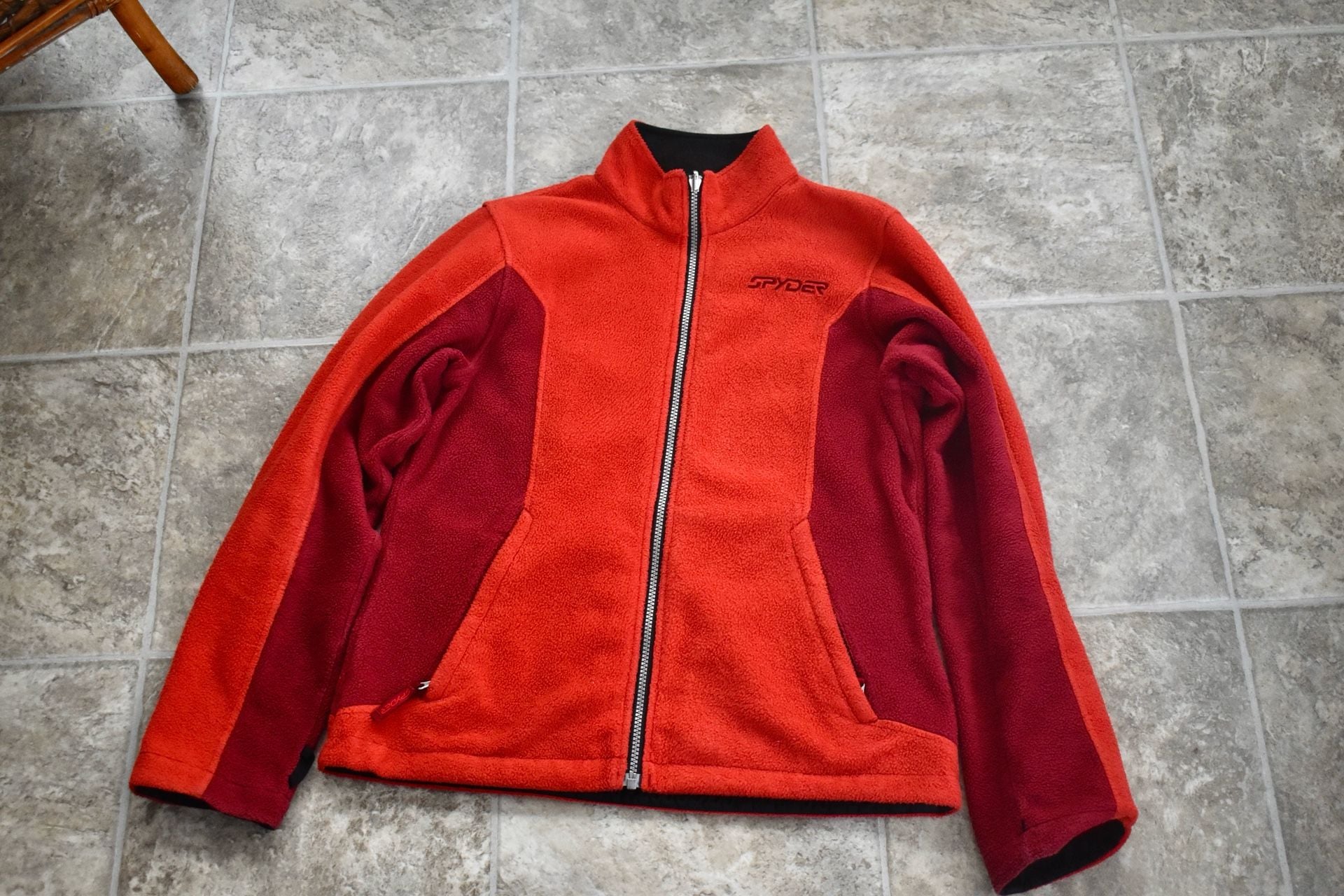 Spyder OrangeFleece Jacket Full Zip Fleece Zip Pockets Sz L 2