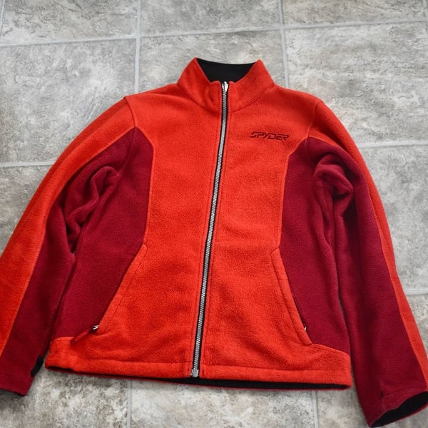 Spyder OrangeFleece Jacket Full Zip Fleece Zip Pockets Sz L