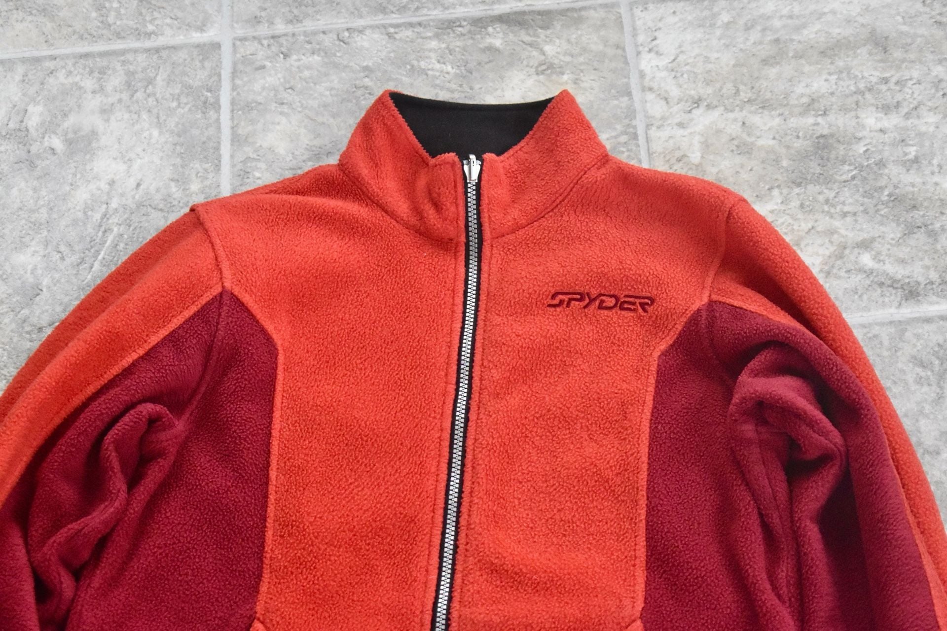Spyder OrangeFleece Jacket Full Zip Fleece Zip Pockets Sz L 3